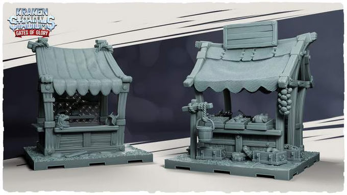Kraken Stadium Gates of Glory Booths for Fantasy Football Tabletop Miniature Game - Kraken 3D Studios