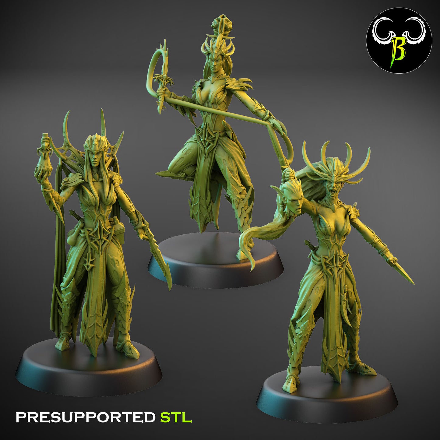 Hight devout squad - Hero Pack - Cult of the EIGHT - Dark Elves army - Clay Beast Creations - TheMajorLab