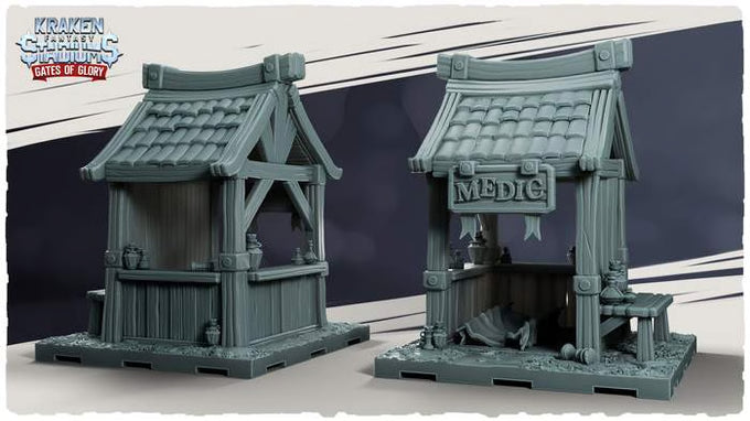 Kraken Stadium Gates of Glory Booths for Fantasy Football Tabletop Miniature Game - Kraken 3D Studios