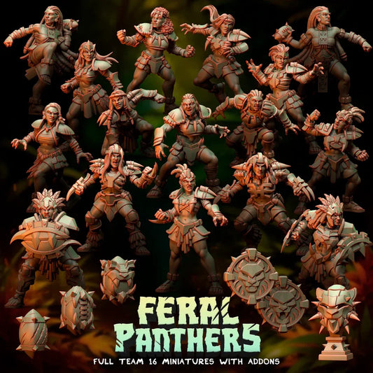 Feral Panthers Amazon Fantasy Football Team – 16 Resin Miniatures by Punga Miniatures
