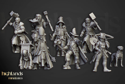 Inquisitorial Band – Human Mordheim Warband Miniatures by Highlands Miniatures | 3D Printed for Skirmish & Fantasy Wargames
