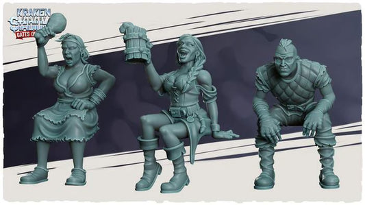 Kraken Stadium Gates of Glory 10 Seated Human Fans - High Quality Miniatures for Fantasy Football Tabletop - Kraken 3D Studios