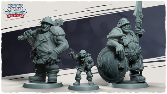 Kraken Stadium Gates of Glory 3 Stadium Guards - High Quality Miniatures for Fantasy Football Tabletop - Kraken 3D Studios
