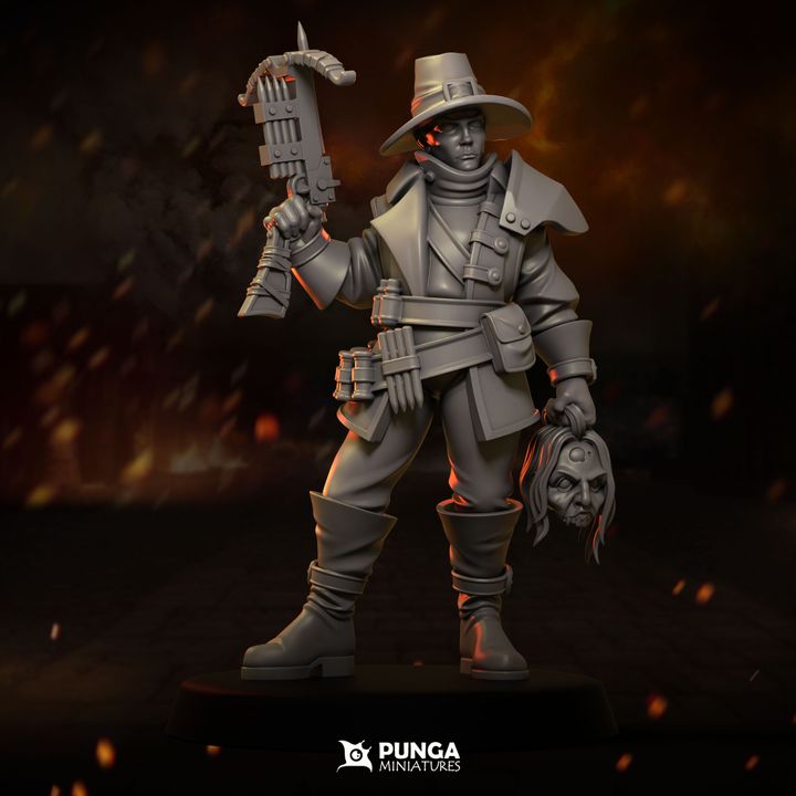 Witch Hunter Hero Halfling Ogre Dwarf Human Punga Miniatures D&D TTRPG Miniature Warband