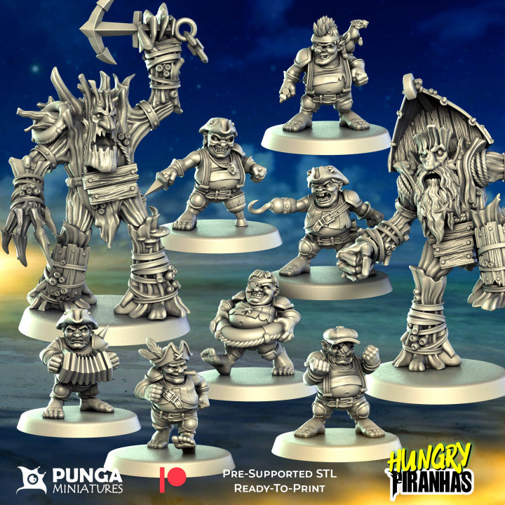 Hungry Piranha Halfling Team for Fantasy Football Miniature Tabletop Game Punga Miniatures