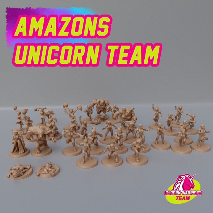 Unicorn Team Amazons Miniatures for Fantasy Football Tabletop Games Cosmondo