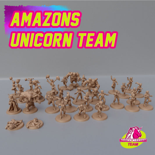 Unicorn Team Amazons Miniatures for Fantasy Football Tabletop Games Cosmondo
