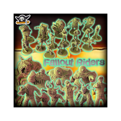 Fallout Riders Plague Chaos Team for fantasy football miniature tabletop game Calaverd3D