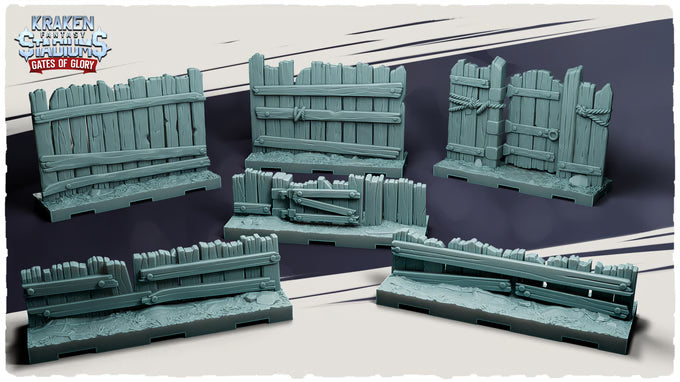 Kraken Stadium Gates of Glory Fences and Boards for Fantasy Football Tabletop Miniature Game - Kraken 3D Studios
