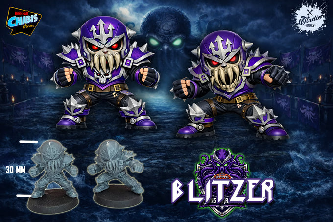 Sons of Kraken Chibi Dark Elves for fantasy football miniature tabletop game Big Head Chibis (Copy) - TheMajorLab