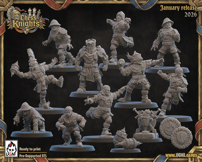 Chess Knights - Bretons team for Fantasy Football Tabletop Game Ugni miniatures - TheMajorLab