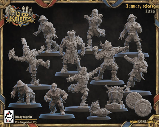 Chess Knights - Bretons team for Fantasy Football Tabletop Game Ugni miniatures - TheMajorLab