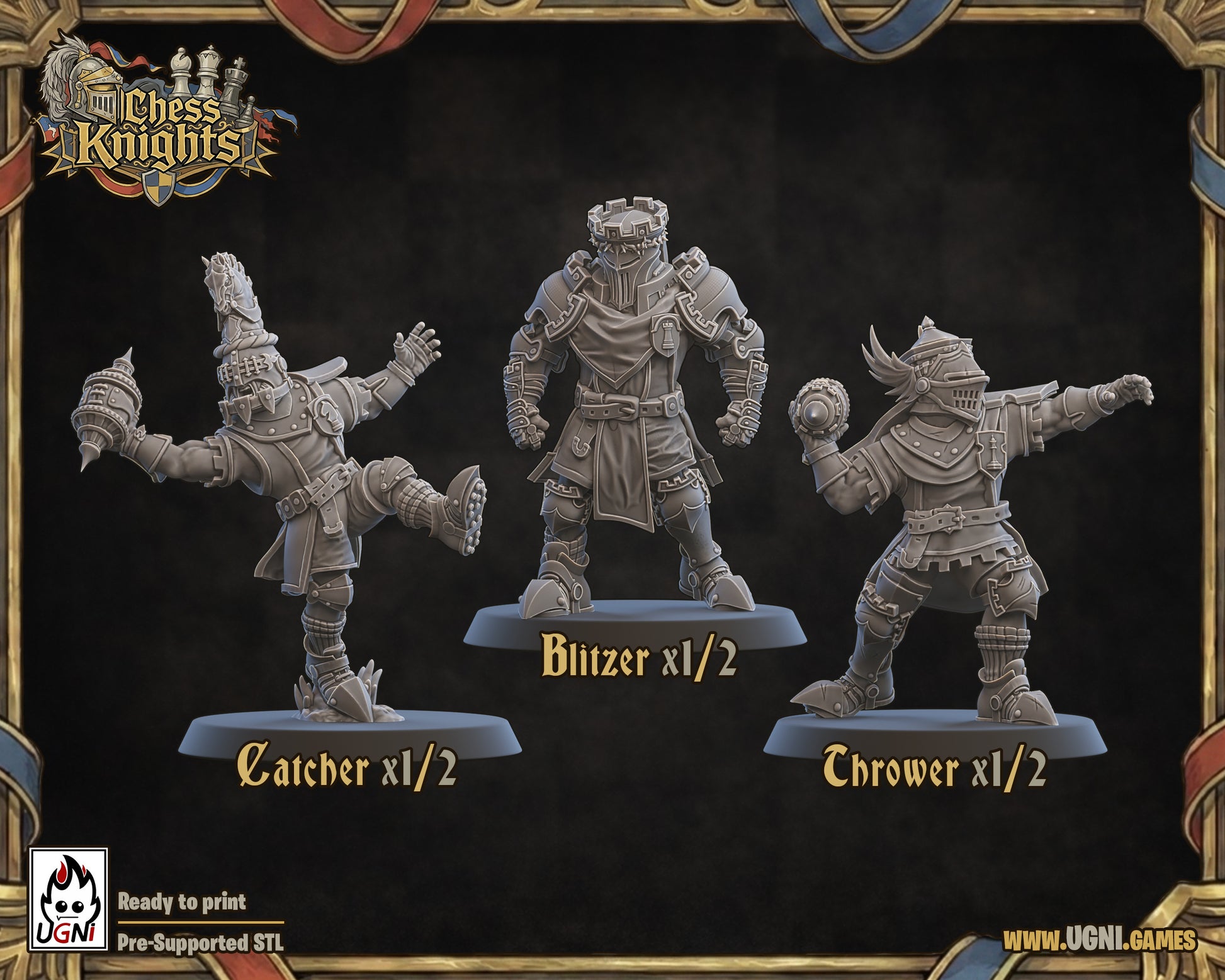 Chess Knights - Bretons team for Fantasy Football Tabletop Game Ugni miniatures - TheMajorLab