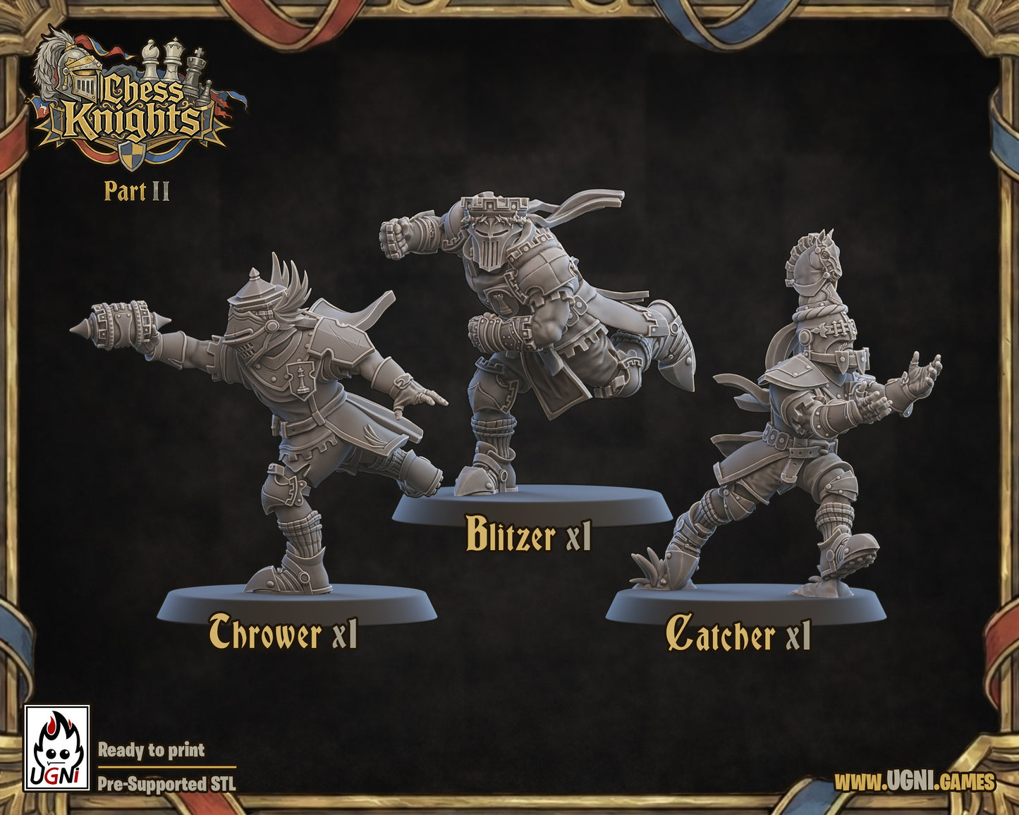 Chess Knights - Bretons team for Fantasy Football Tabletop Game Ugni miniatures - TheMajorLab