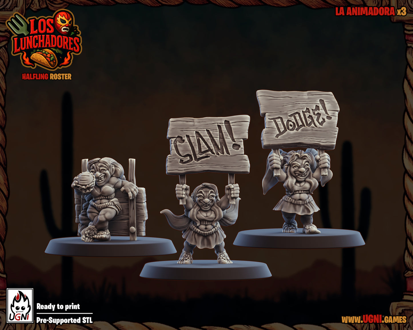 Los Lunchadores Cheerleaders Halfling Team Blood Fantasy Football Bowl Ugni Miniatures