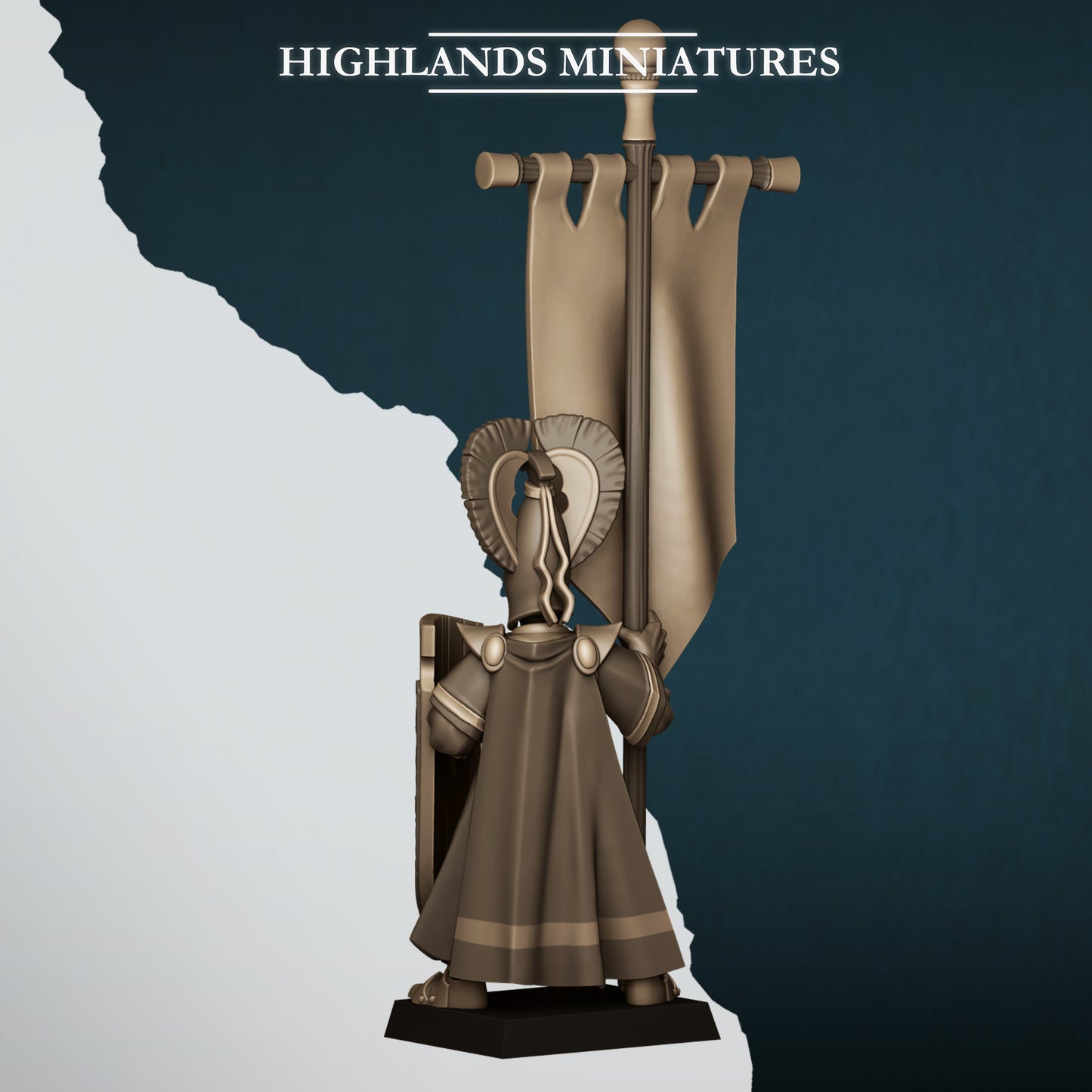 High Elves Lord with Banner - Aegean Heroes  - Highlands Miniature
