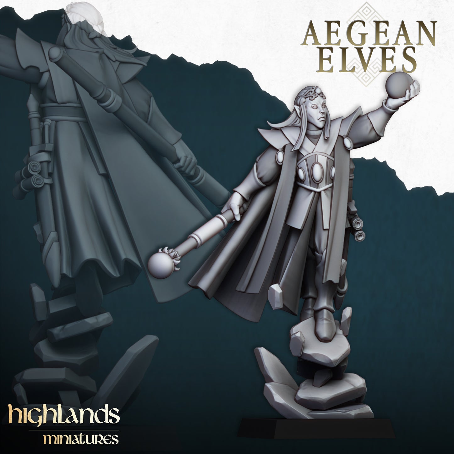 High Elves Elf Mage  - Aegean Heroes  - Highlands Miniature