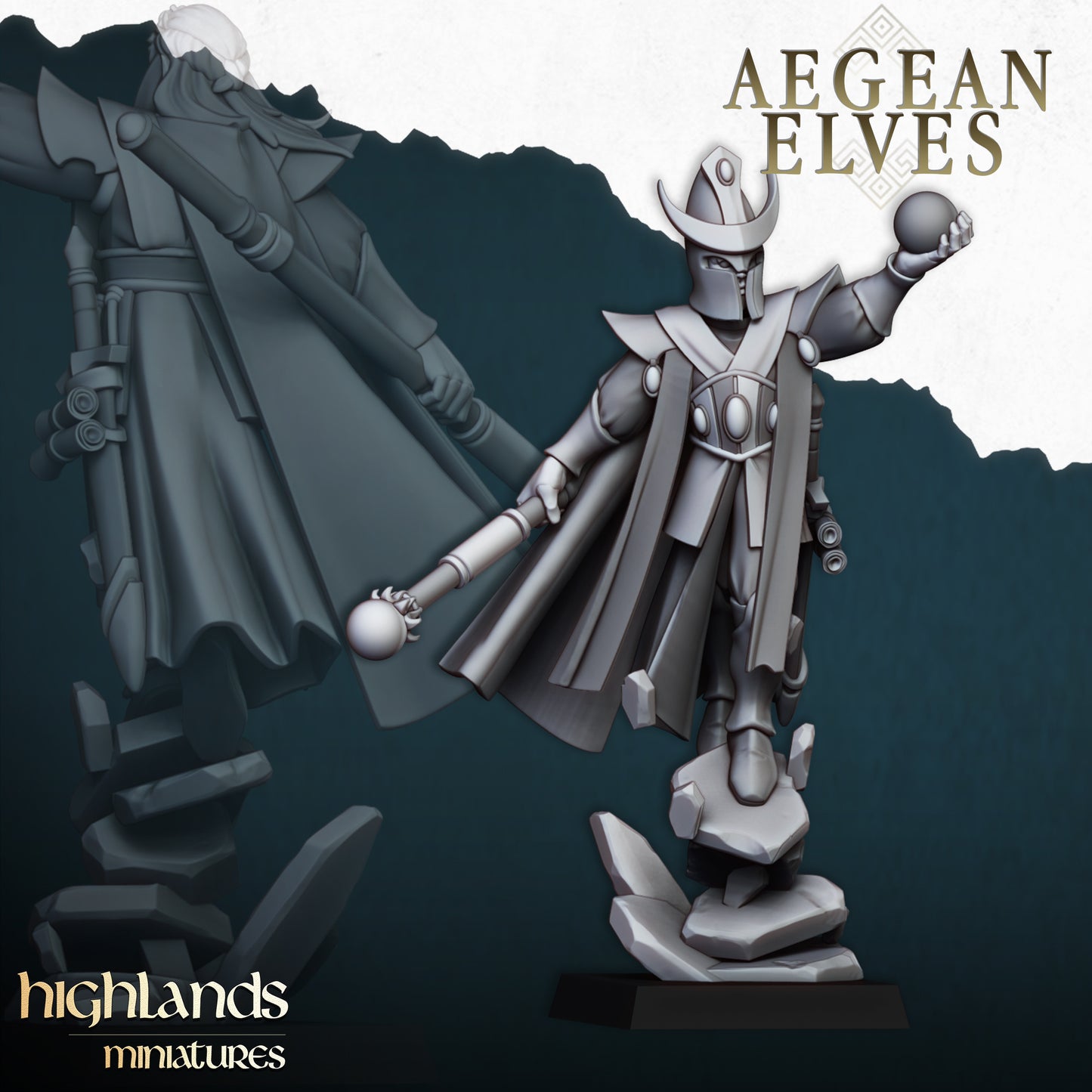 High Elves Elf Mage  - Aegean Heroes  - Highlands Miniature