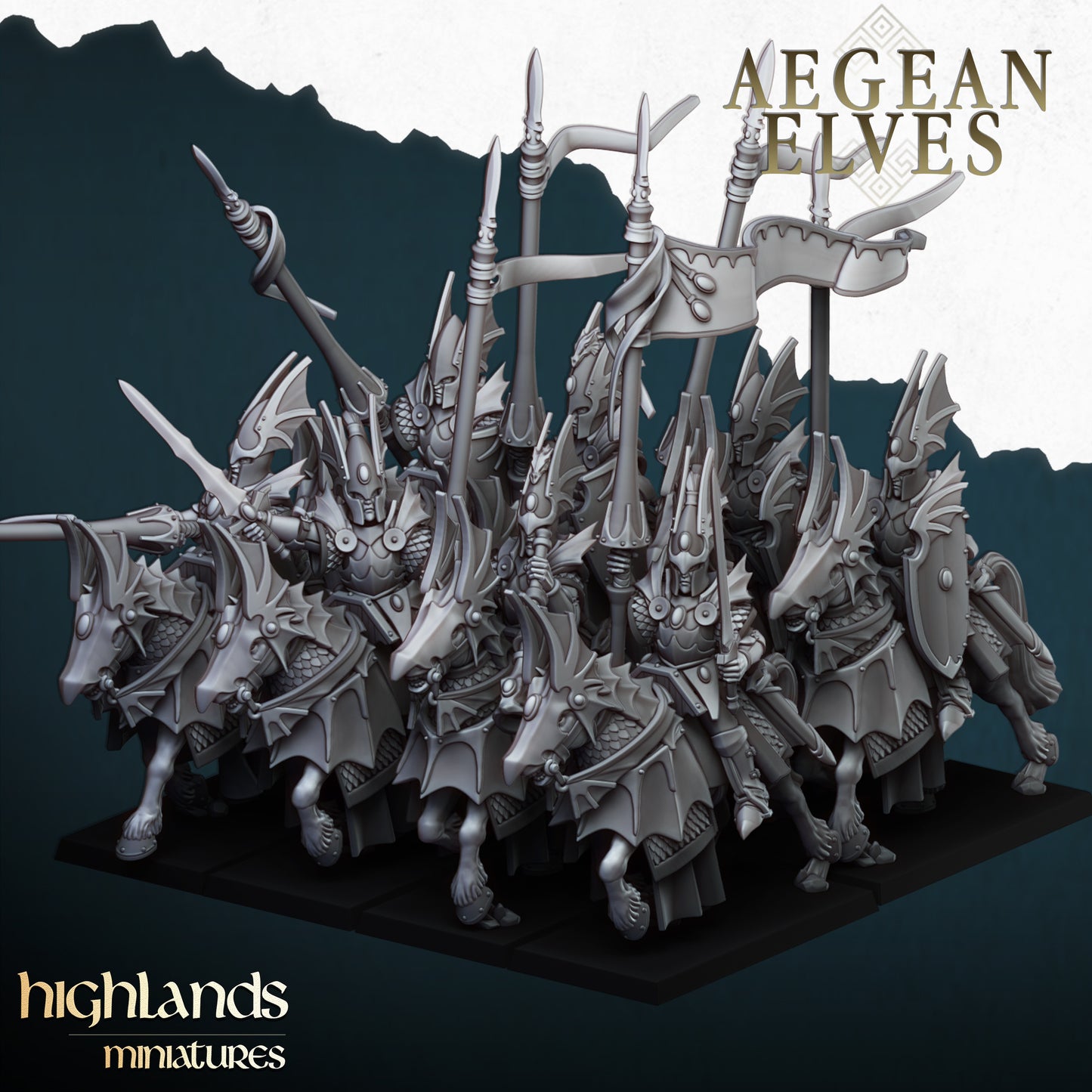 High Elves Mounted Dragons  - Aegean Heroes  - Highlands Miniature