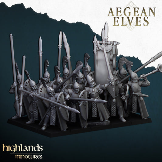 High Elves Spearmen - Aegean Heroes  - Highlands Miniature