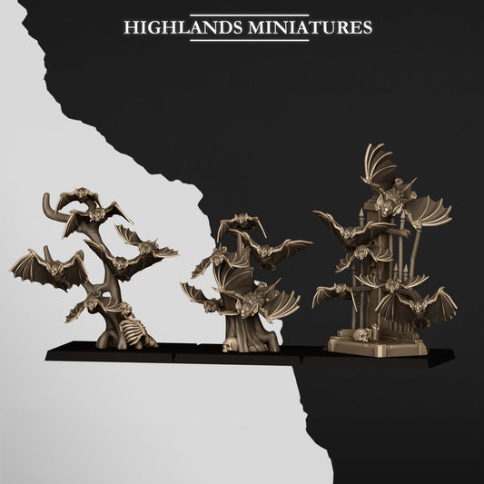 Monsters of the Crypt – Bat Swarms by Highlands Miniatures | Resin Undead Flying Swarm for Fantasy Wargames