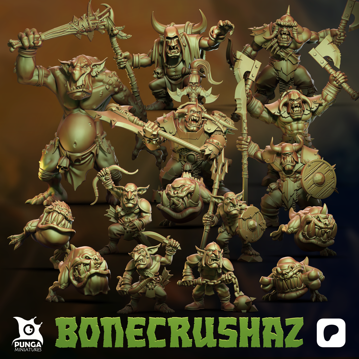 Bonecrushaz Orc and Goblin warband Punga Miniatures
