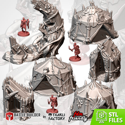 Orc Village Terrain – Savage Stronghold for Warhammer, D&D, and Fantasy Tabletop Wargames Txarli Factory
