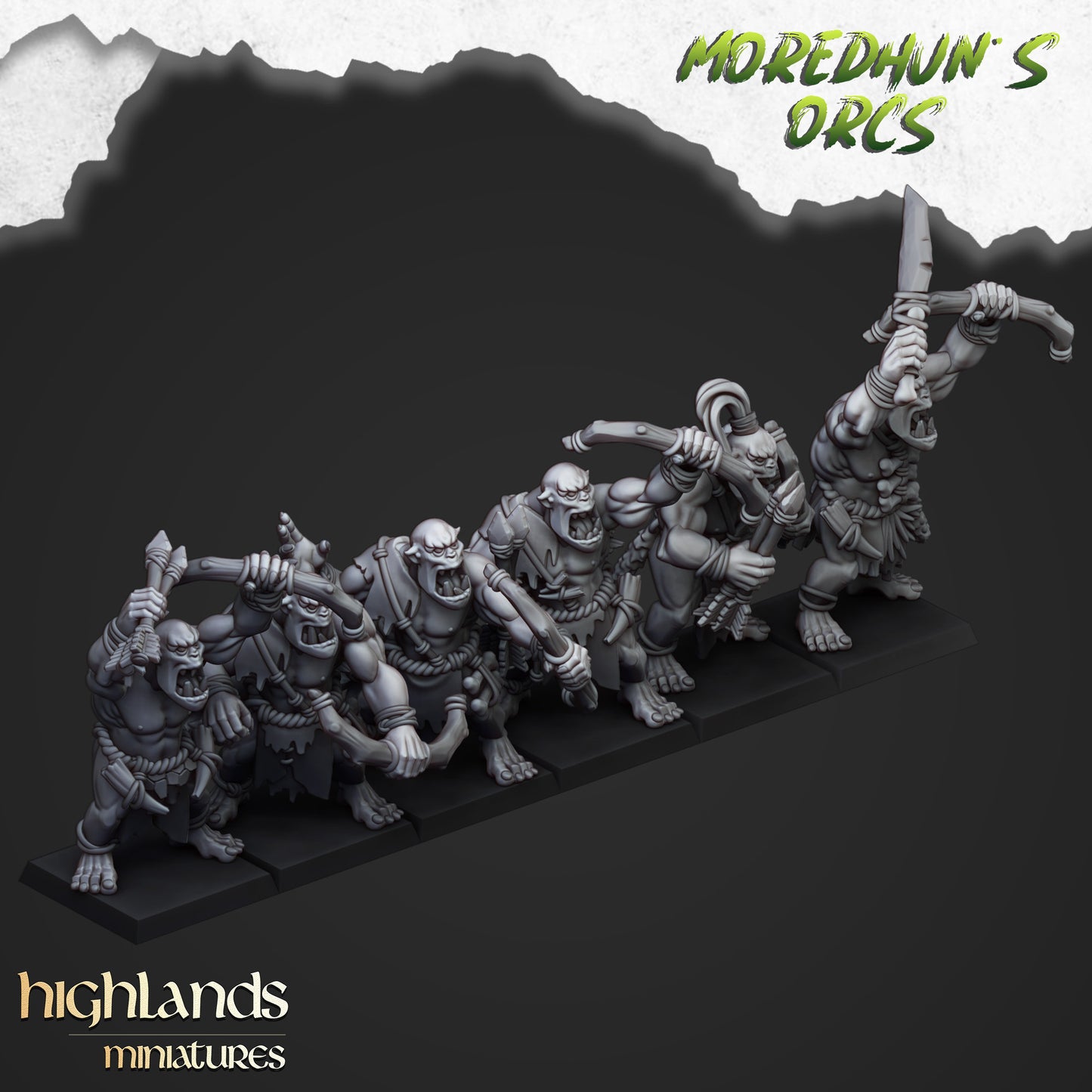 Moredhun's Orcs Cave Orcs with modular weapons - Orc Army - Highlands Miniatures - TheMajorLab