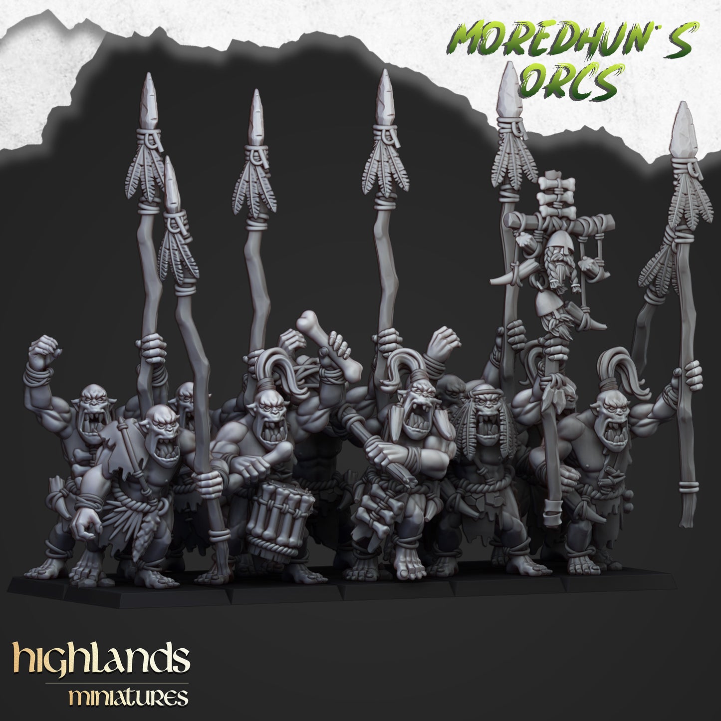 Moredhun's Orcs Cave Orcs with modular weapons - Orc Army - Highlands Miniatures - TheMajorLab