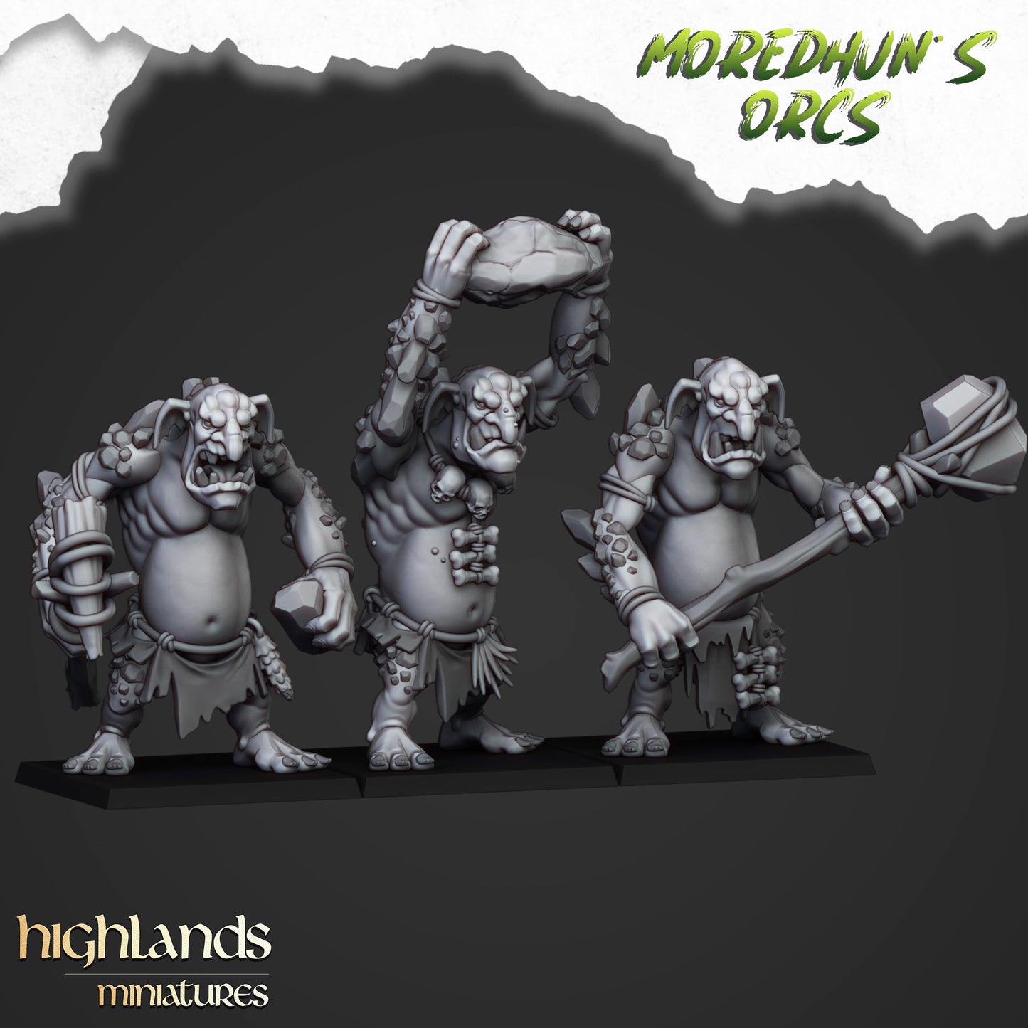 Moredhun's Orcs Cave Trolls - Orc Army - Highlands Miniatures - TheMajorLab