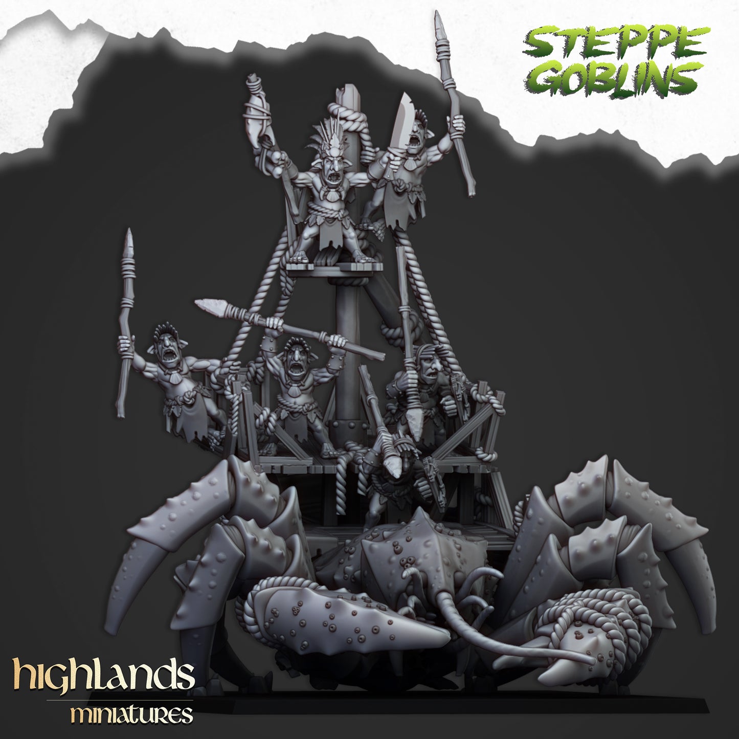 Steppe Goblin Shaman on Giant Crab - Goblin Army - Highlands Miniatures