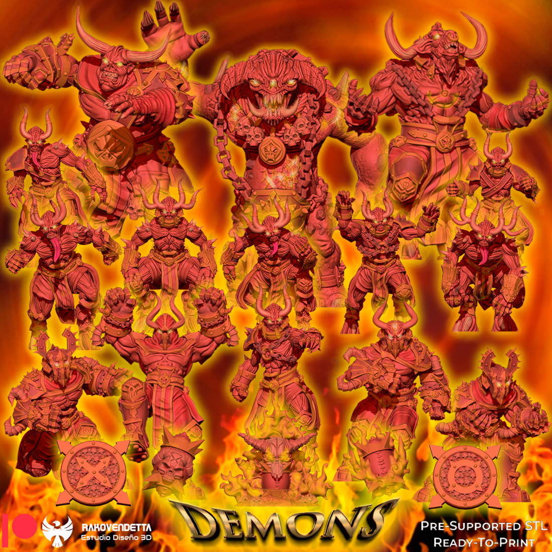 Demons Chaos Born Team for Fantasy Football Miniature Tabletop Game Rakovendetta