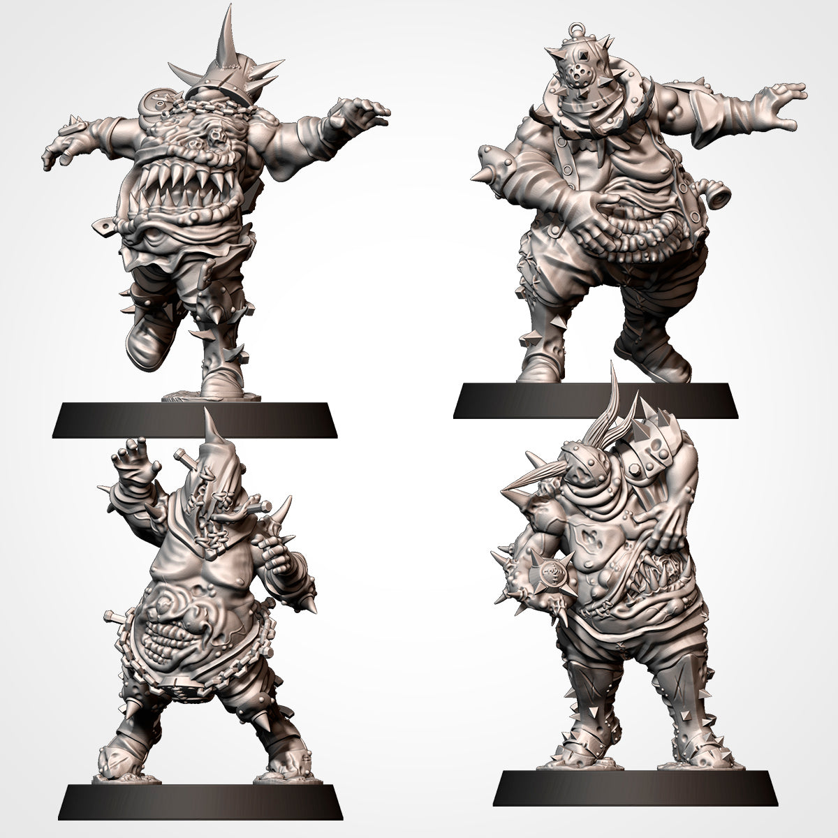 Fantasy Football tabletop miniatures featuring detailed Plague Chaos Team characters in dynamic poses.