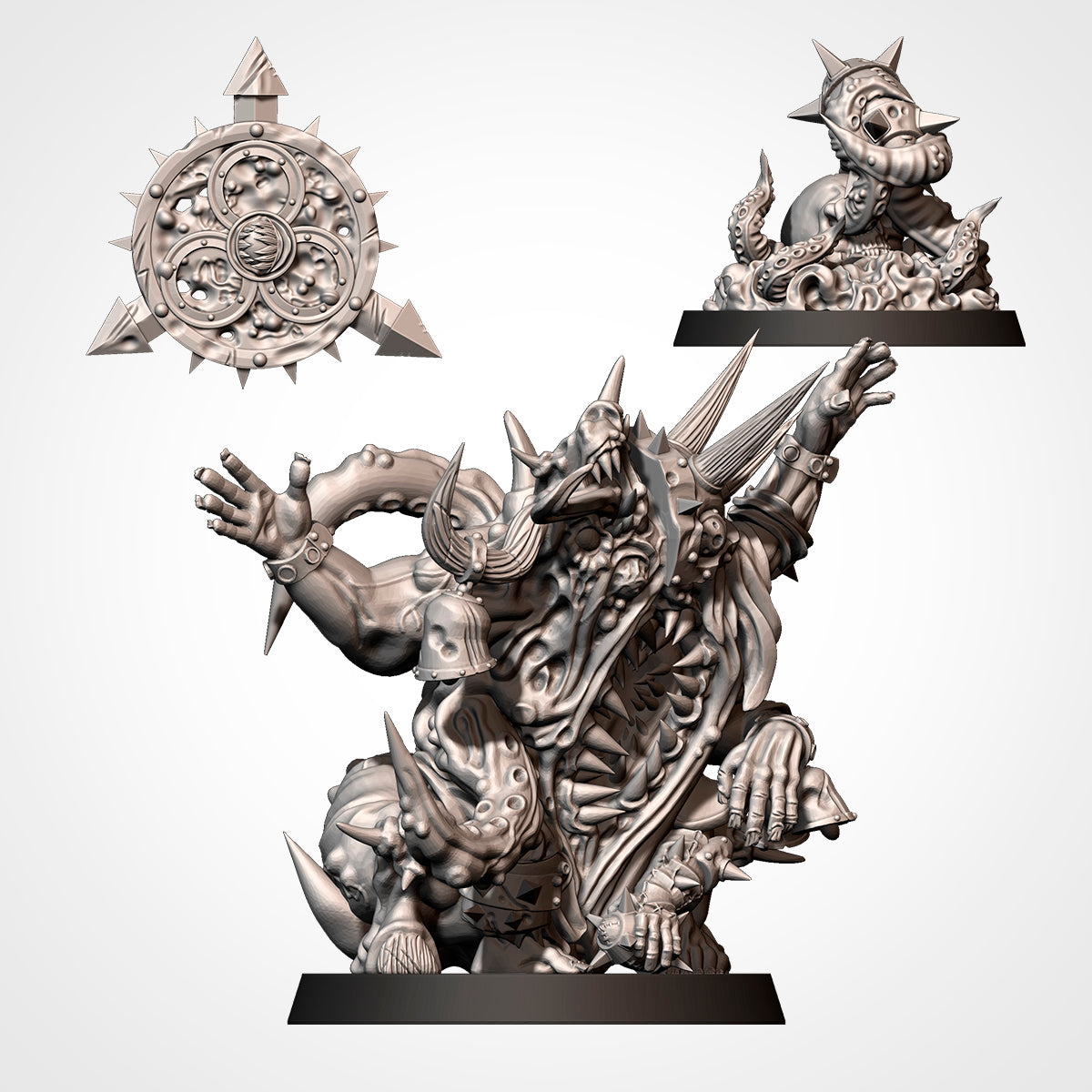 Fantasy Football tabletop Miniatures of Plague Chaos Team featuring Rottens, Warriors, and RotSpawn.