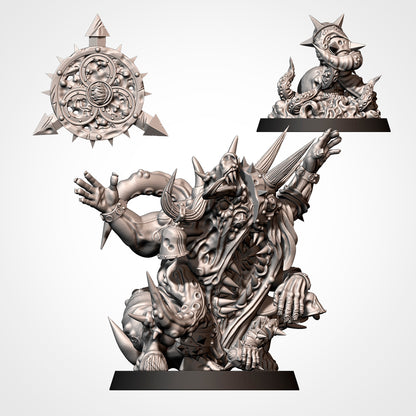 Fantasy Football tabletop Miniatures of Plague Chaos Team featuring Rottens, Warriors, and RotSpawn.