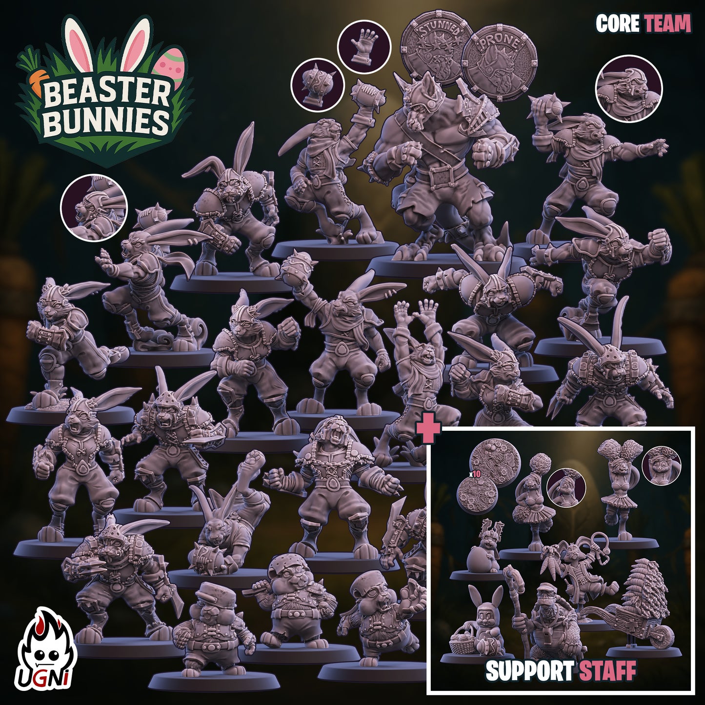 Easter Bunnies - Human Team for Fantasy Football Tabletop Games - UGNI Miniatures