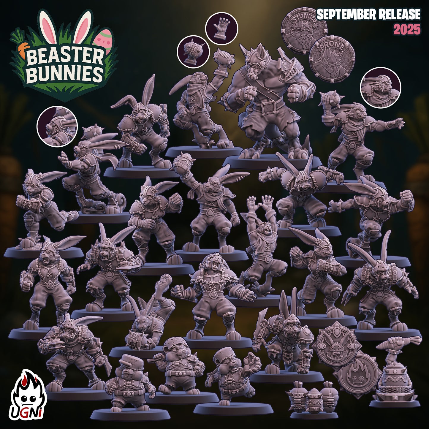 Easter Bunnies - Human Team for Fantasy Football Tabletop Games - UGNI Miniatures