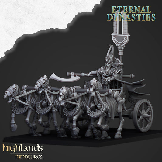 Tomb Kings Pharaoh on big chariot - Eternal Dynasties - Highlands Miniatures