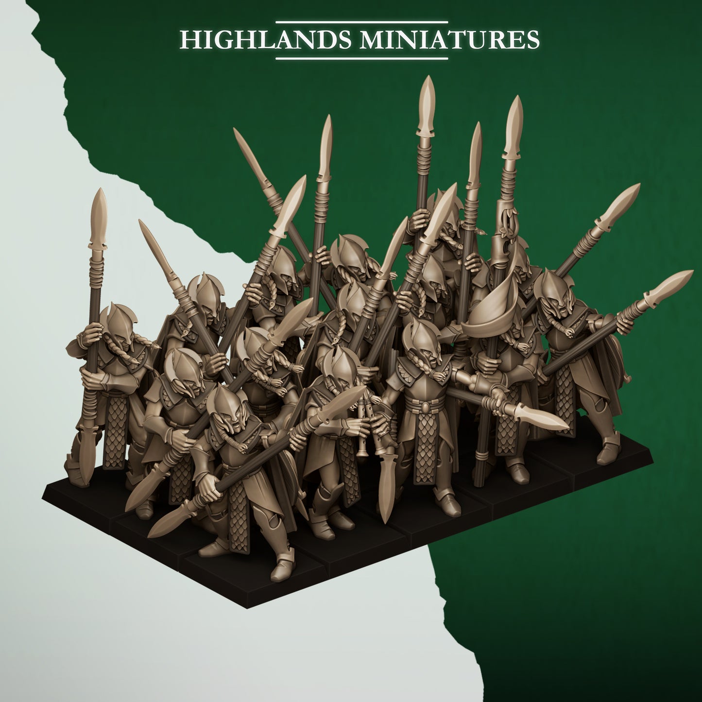 Spearmen - Wood Elves - Feral Elves - Highlands Miniatures