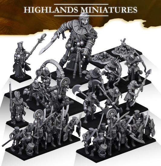Ancient Arise – Tomb Kings Army by Highlands Miniatures | Resin Undead Infantry, Colossi & War Machines for Fantasy Wargames