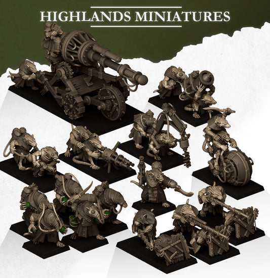 Sewer Vermin Technologies Ratmen Collection – 3D Printed Miniatures Fantasy Wargames - Highlands Miniatures