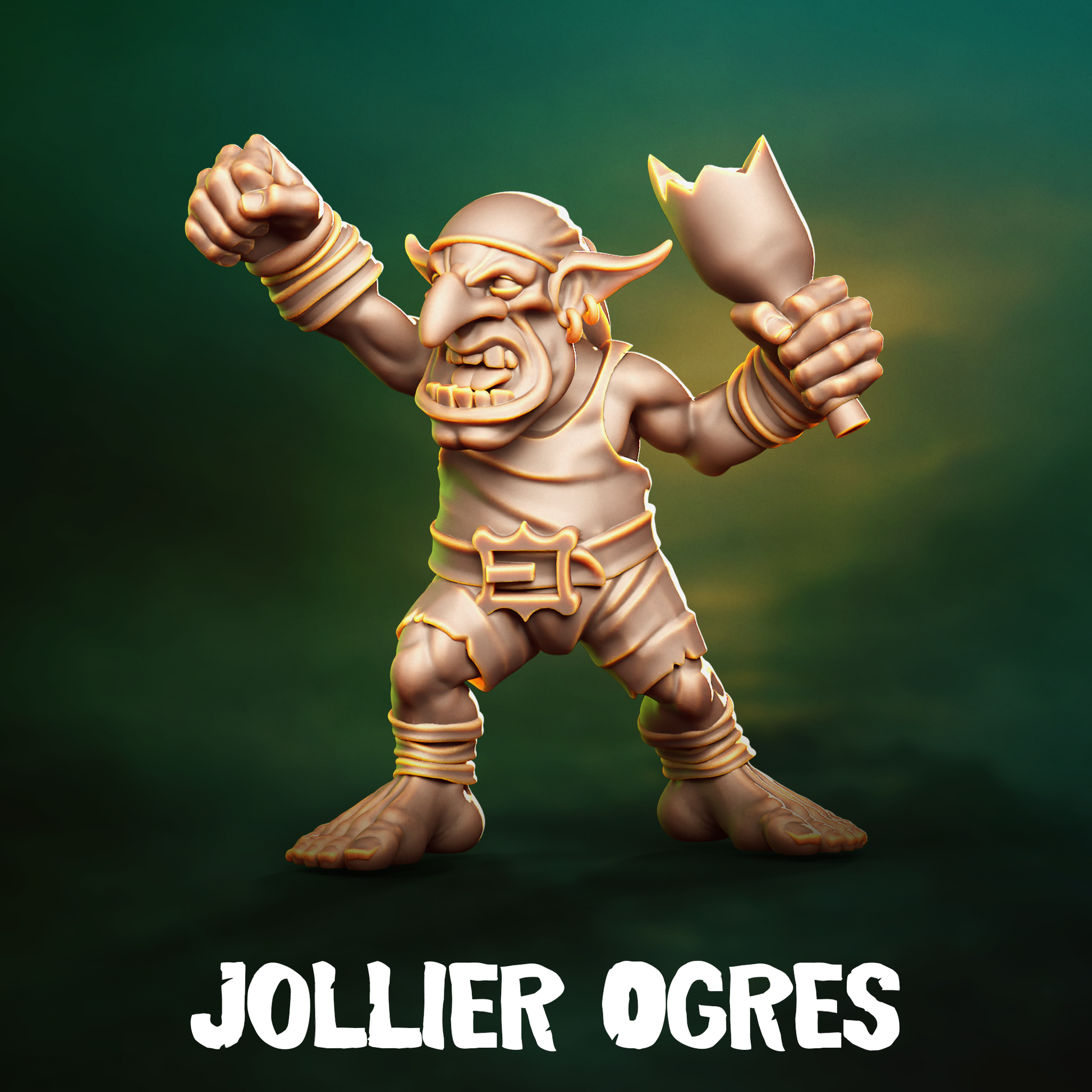 Jollier Ogres Team for Fantasy Football Miniature Tabletop Game Punga Miniature - TheMajorLab