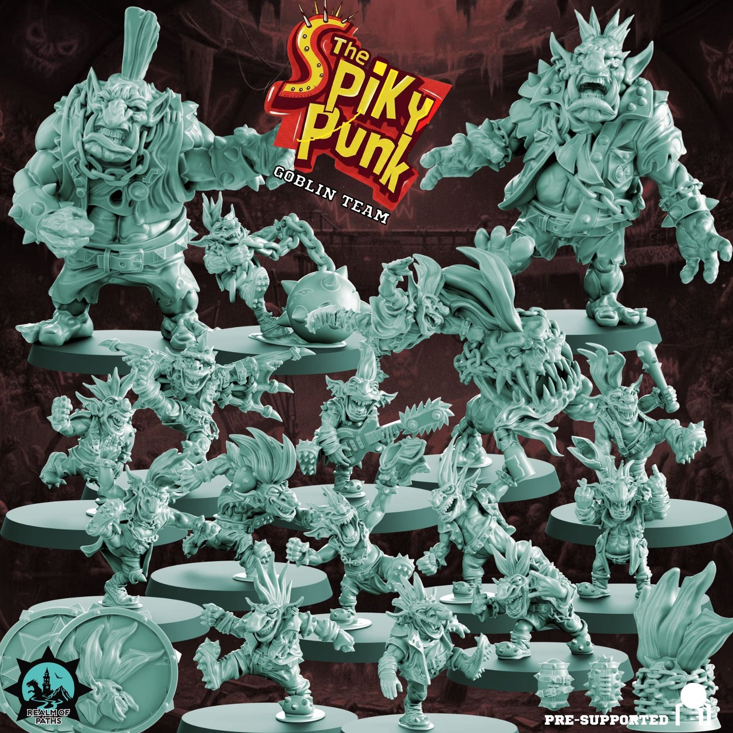 THE SPIKY PUNK Goblin Team for Fantasy Football Miniature Tabletop Game Realm of Paths