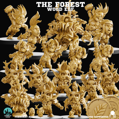 The Forest Wood Elves Chibi Style Fantasy Football Team 16 High Quality Miniatures Realm of paths