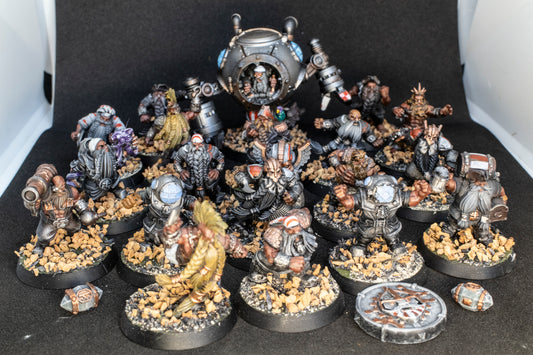 Painted Steam Boys Dwarves team  + Feldher bag - Fantasy Football Punga Miniatures