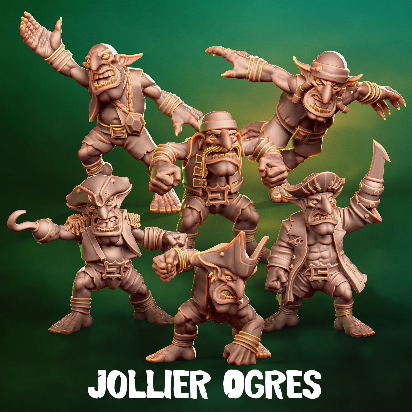Jollier Ogres Team for Fantasy Football Miniature Tabletop Game Punga Miniature - TheMajorLab