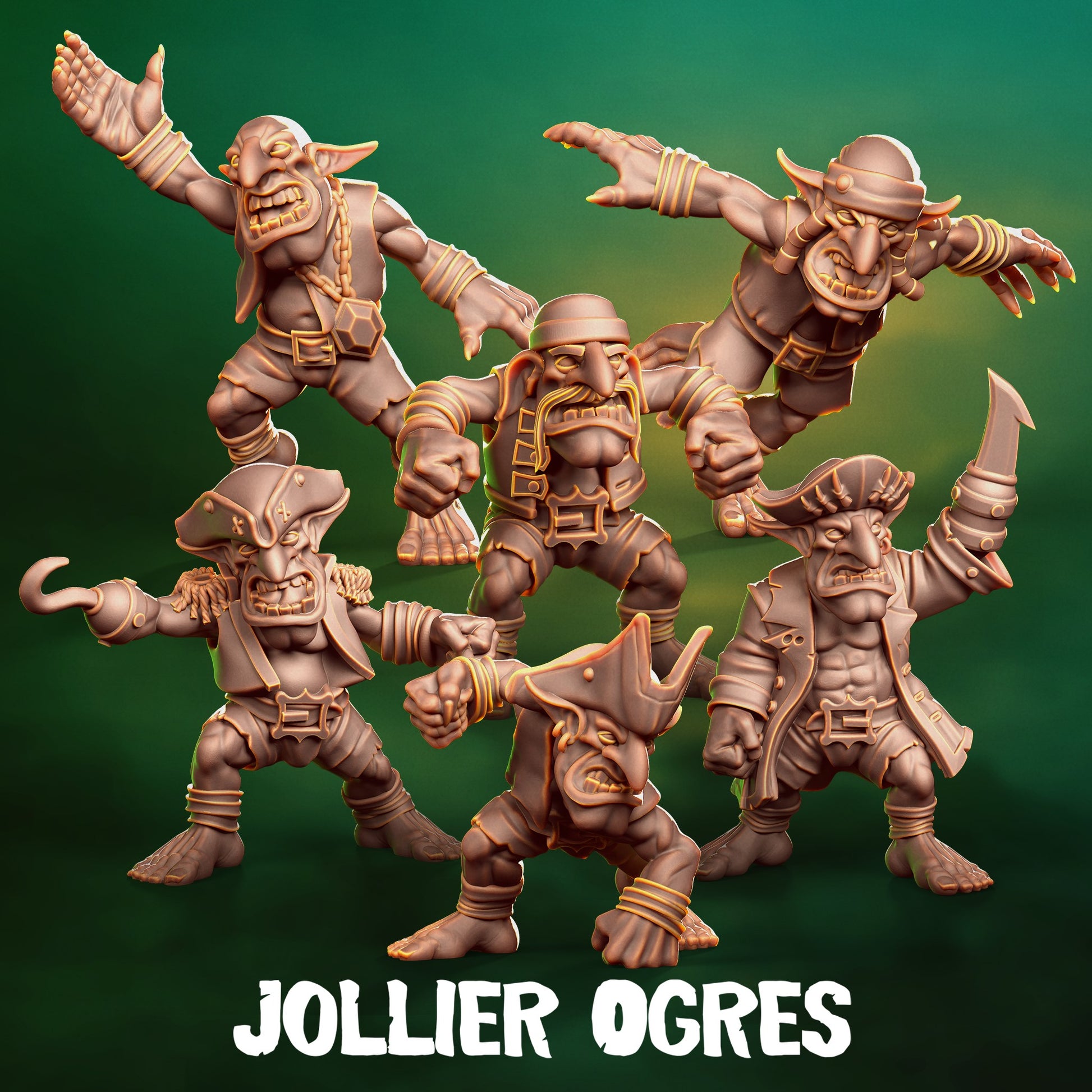 Jollier Ogres Team for Fantasy Football Miniature Tabletop Game Punga Miniature - TheMajorLab
