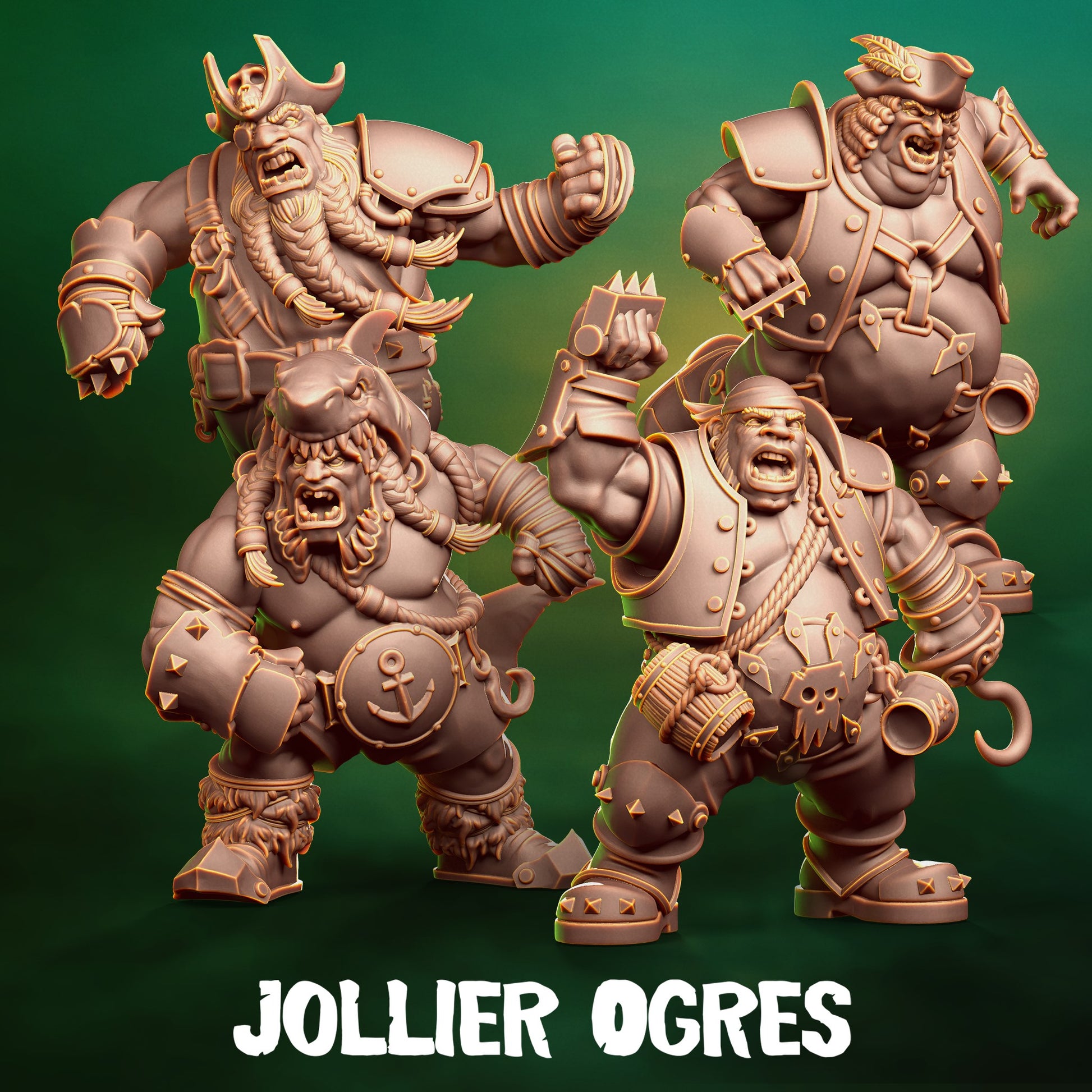 Jollier Ogres Team for Fantasy Football Miniature Tabletop Game Punga Miniature - TheMajorLab