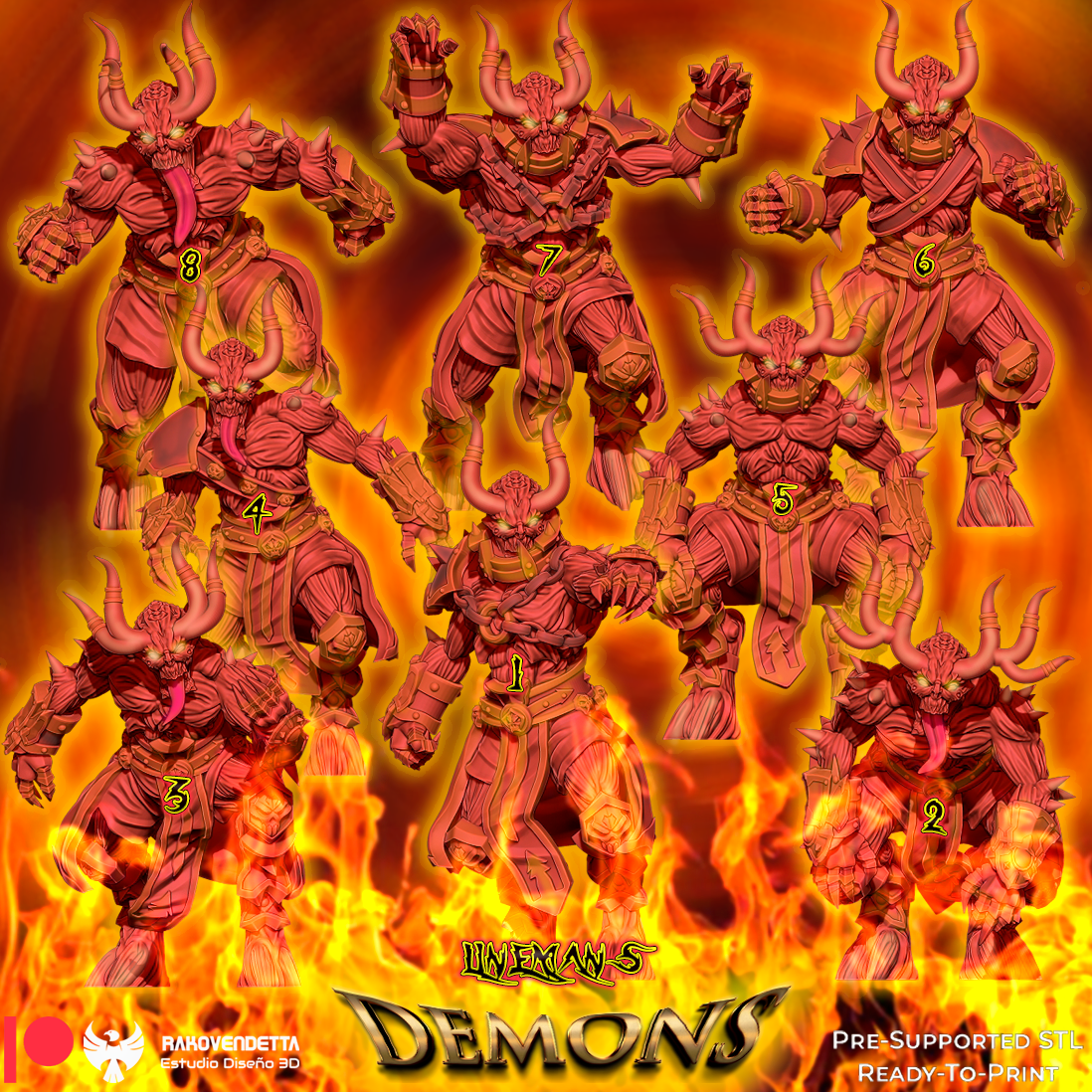 Demons Chaos Born Team for Fantasy Football Miniature Tabletop Game Rakovendetta