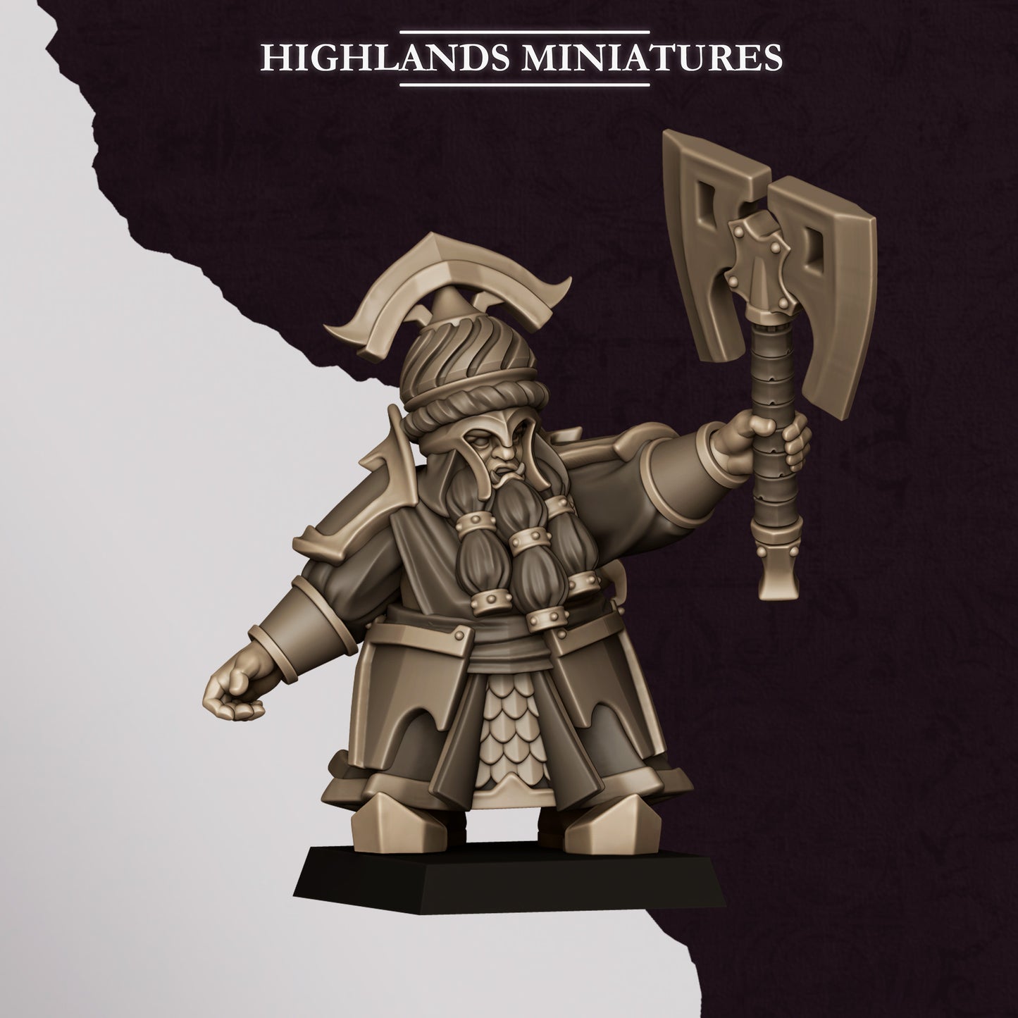 Dwarf Commander - Chaos Dwarves - Cult of Marduk - Highlands Miniatures
